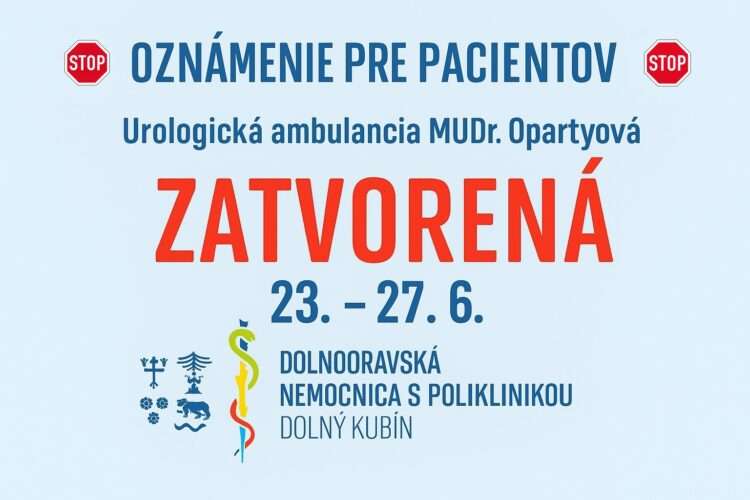 Urologická ambulancia je tento týždeň zatvorená