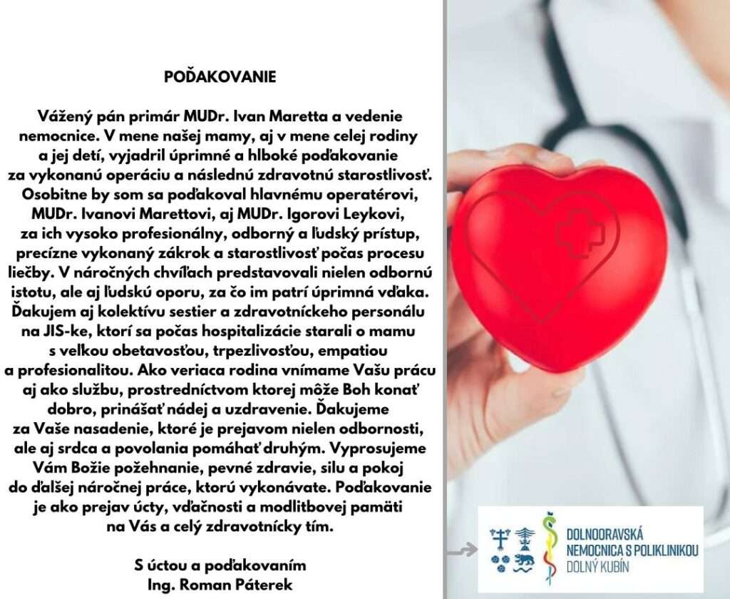 donsp podakovanie chirurgia paterek