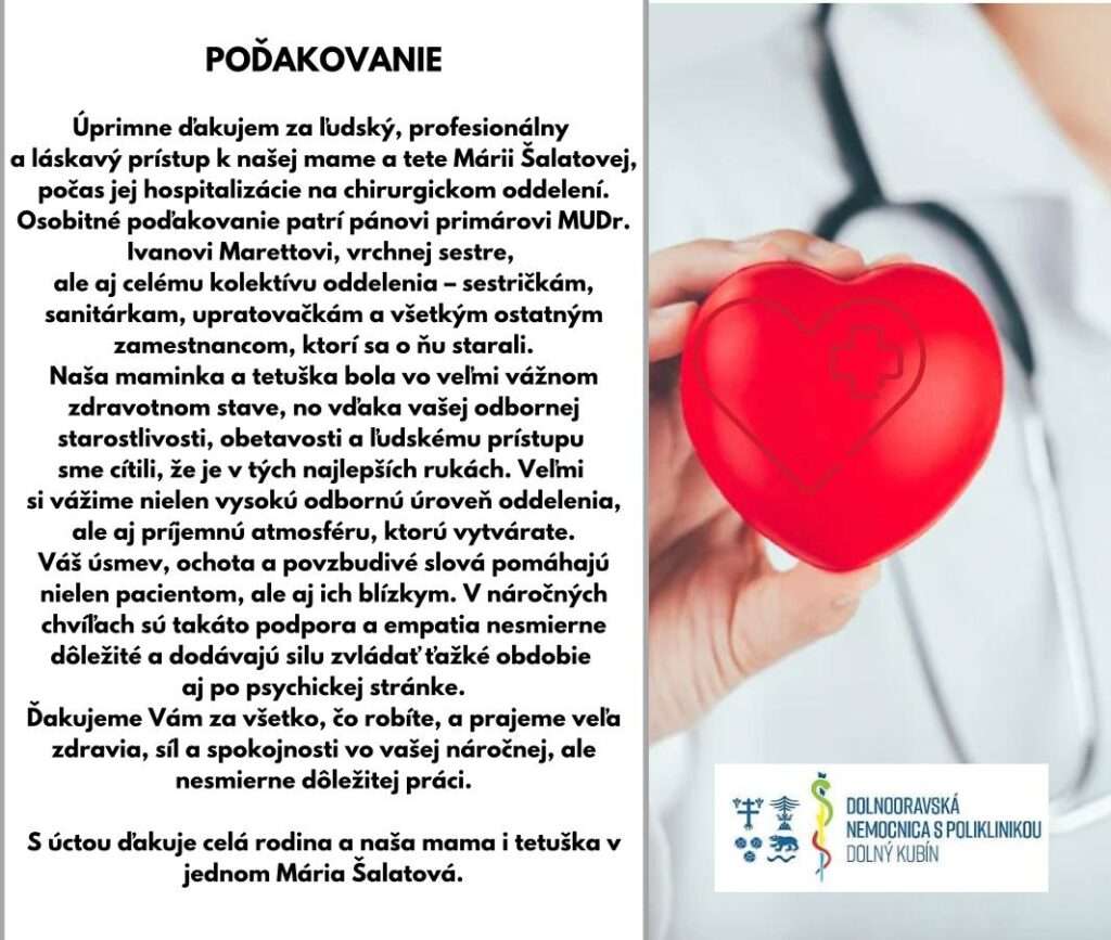 donsp podakovanie chirurgia zahorova