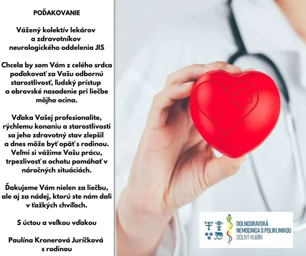 donsp podakovanie neurologia jurickova