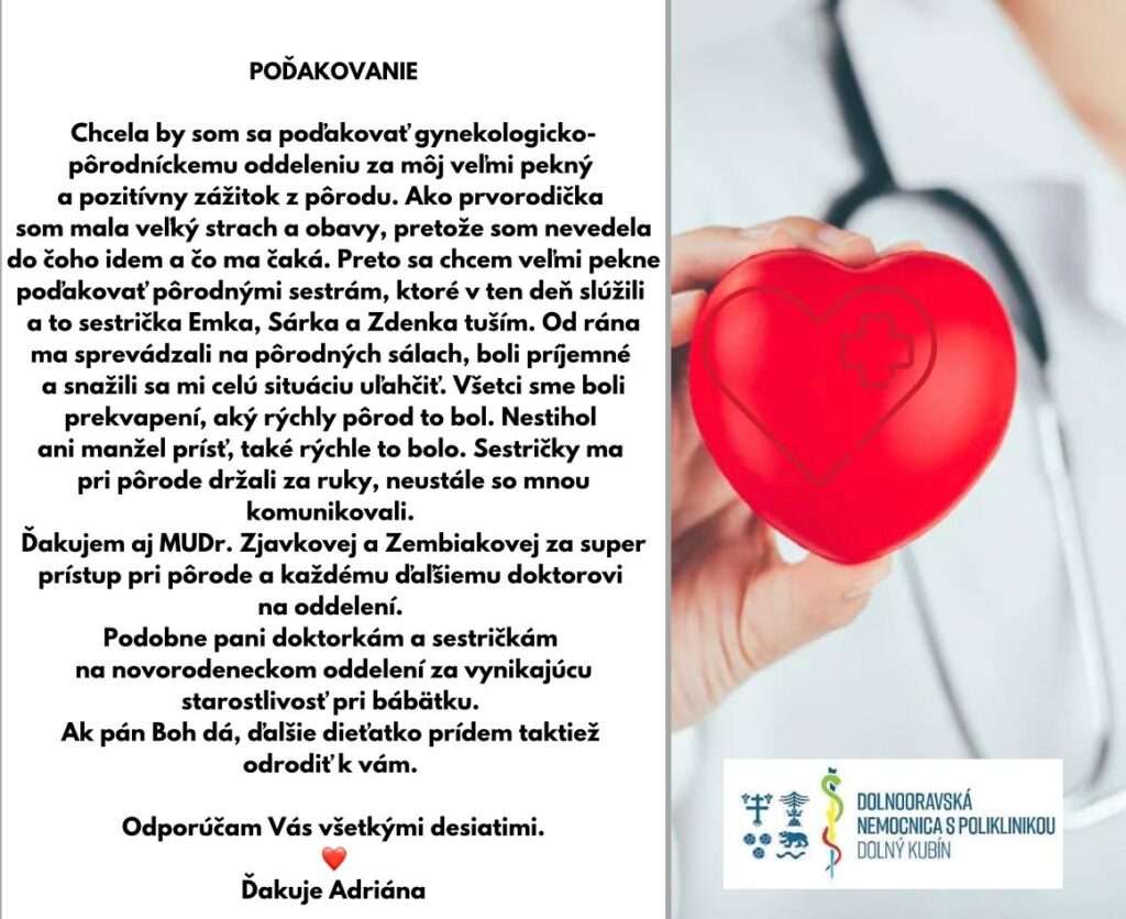 donsp podakovanie porod adriana