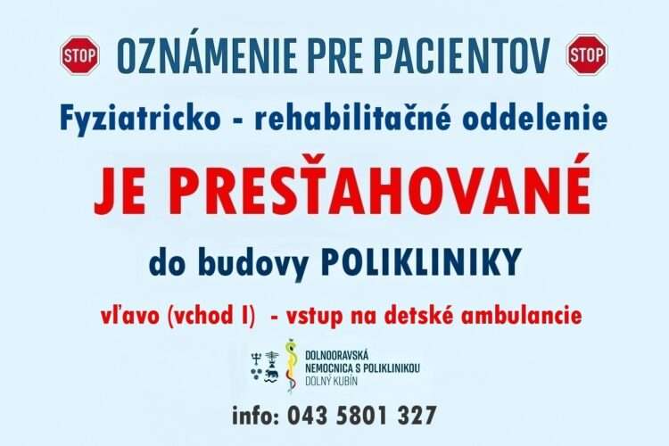 OZNAM PRE PACIENTOV!