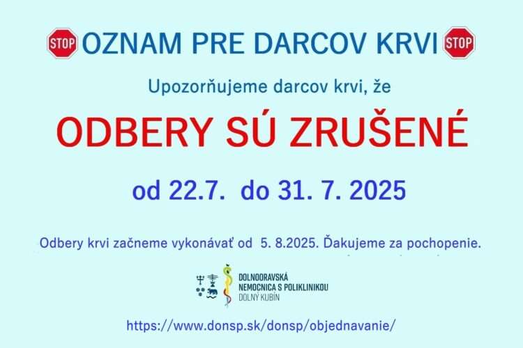 oznam hto odber krvi zrusene
