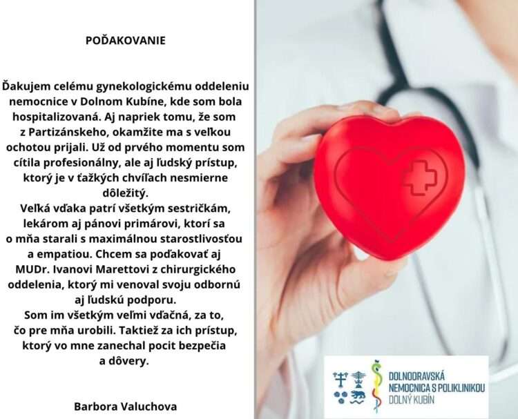 podakovanie gynekologia valuchova